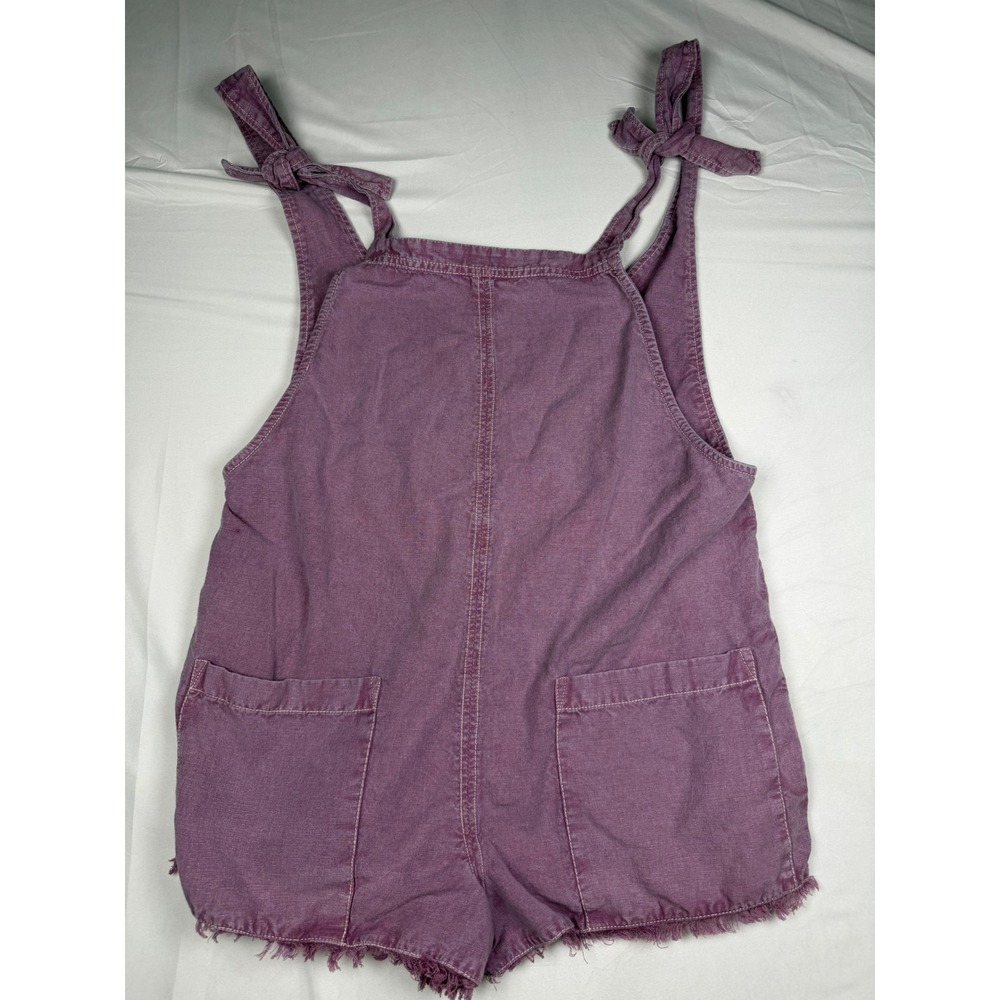 ONeill Womens Purple Tie Strap Raw Hem Shortall Romper Size M